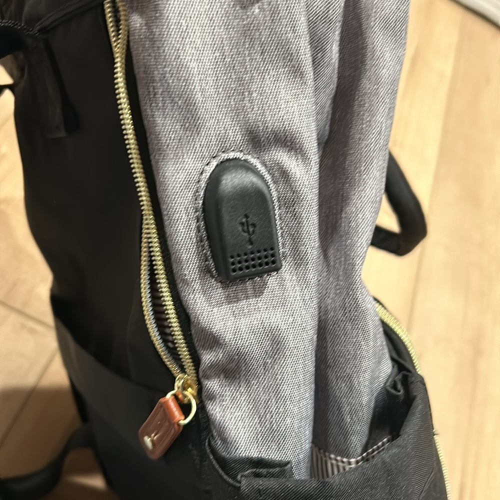Gray and Black Backpack with charging port, laptop backpack - Picture 3 of 6